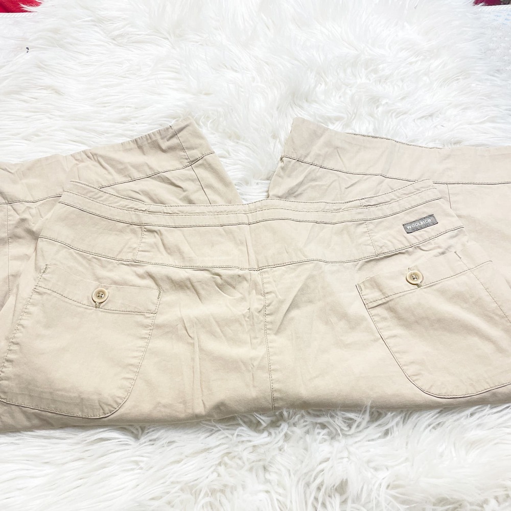 Woolrich Women's High Rise Khaki Nylon Bermuda Active Athletic Shorts Size 10 - Picture 6 of 8